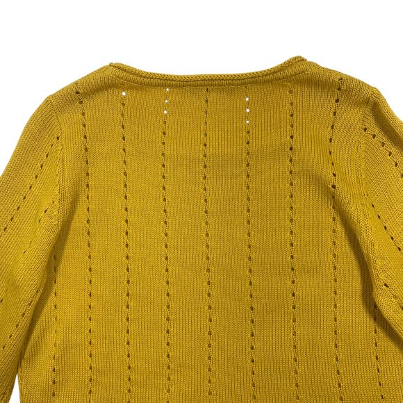 bell sleeve round neck long sleeve knit sweater yellow mustard Allison Sheri - Picture 8 of 12